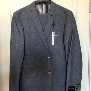 Paisley & Gray Blue Solid Linen Suit